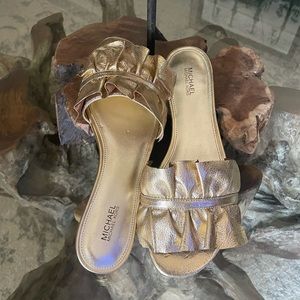 Michael Kors Gold ruffled Sandal